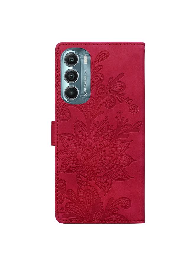 S-TOP Case For Motorola Moto G Stylus 5G 2022 Lace Floral Embossed Magnetic Buckle PU Phone Case With Wrist Strap - Image 3