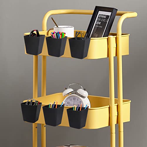 Fvstar 8pcs Hanging Cup Holder,Rolling Cart Accessories,Utility Cart Accessories for Art Craft Supplies,Space Saving Kitchen Storage Organizer Bins,Desk Pencil Holder Makeup Organizers,Black - Image 4