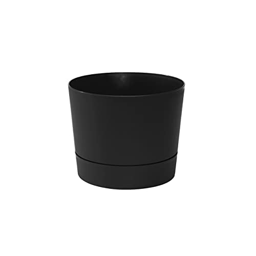 Root & Vessel Majestic Mid-Century Modern Low Profile Cylinder Pot, Matte Black, 8.5" - Image 1