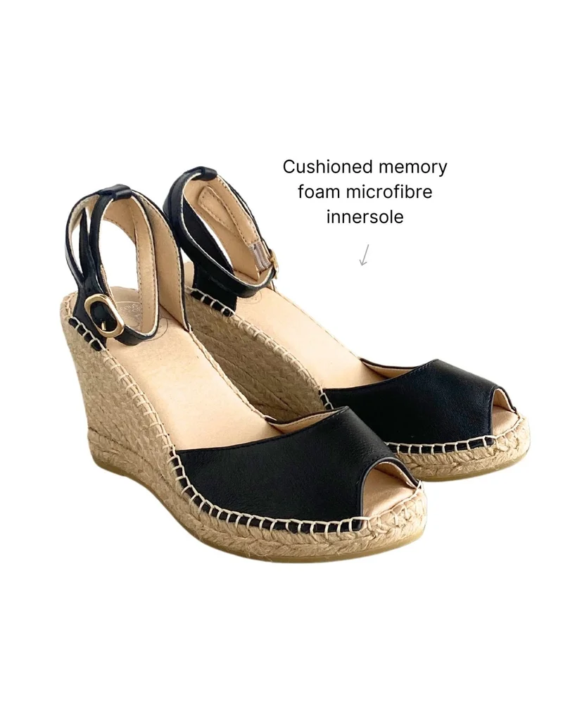 SHOEQ Midnight Peep Toe Espadrille Wedge for Women | Best Price UAE