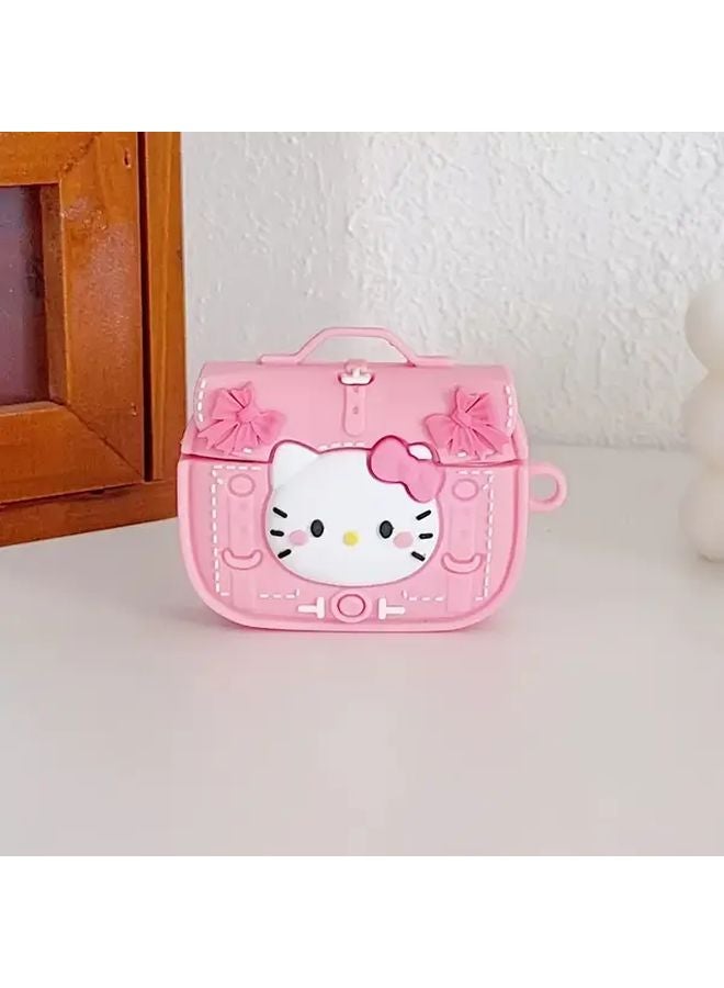 Hello Kitty Pink Silicone Case For AirPods Pro Protective Cover With Keychain - Image 1