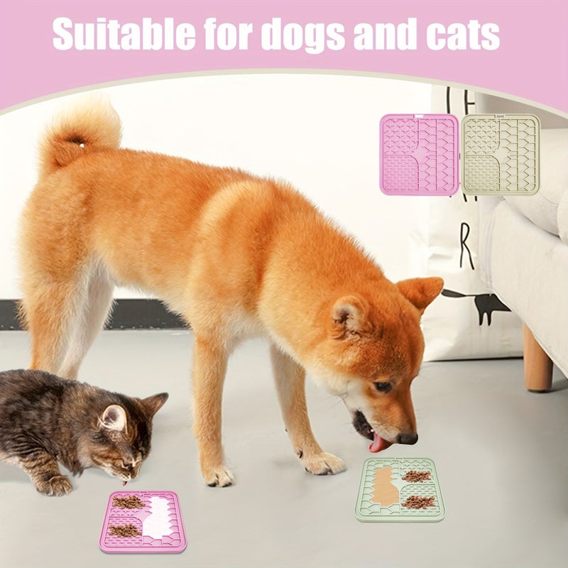 Bikabpet Cat Dog Lick Mat 2 Pack Purple Blue 5.9x5.9 In Anxiety Relief Butter Lick Pad with Suction Cups Bathing Grooming Slow Feeder for Pets - Image 1