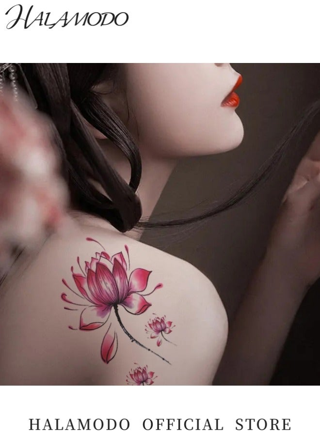 HALAMODO Lotus Pattern Waterproof Temporary Tattoo Sticker for Kids and Adults Unique Body Art Decoration Artistic Temporary Tattoo Design  - Image 2