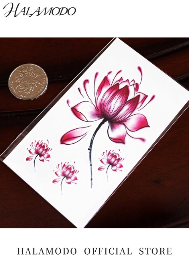 HALAMODO Lotus Pattern Waterproof Temporary Tattoo Sticker for Kids and Adults Unique Body Art Decoration Artistic Temporary Tattoo Design  - Image 4