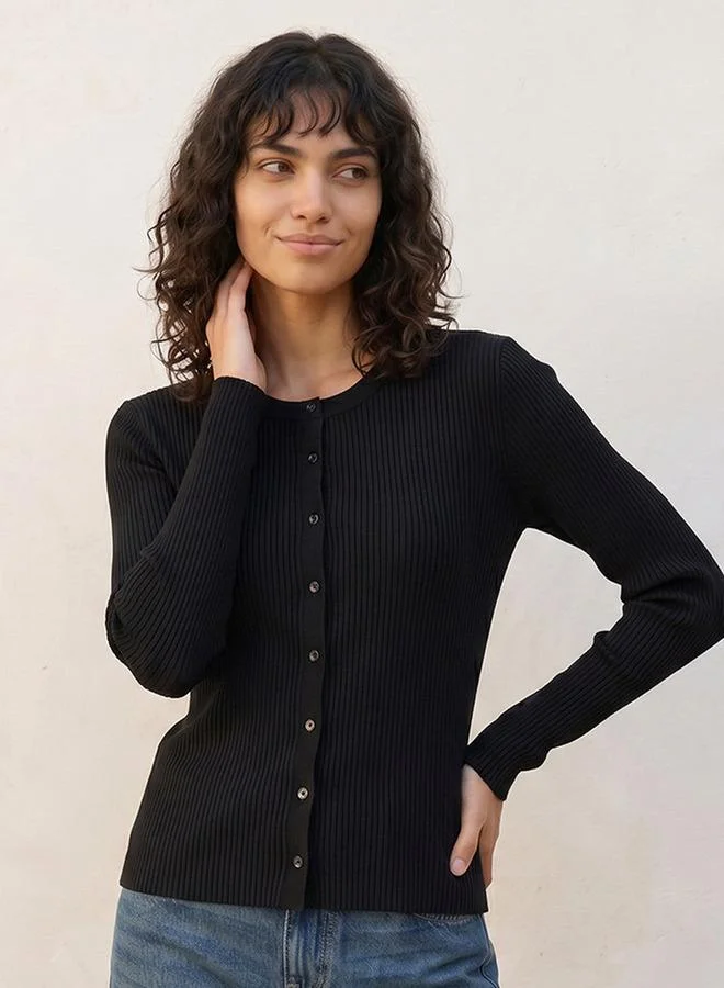 Splash FAV Youth Textured Round Neck Cardigan