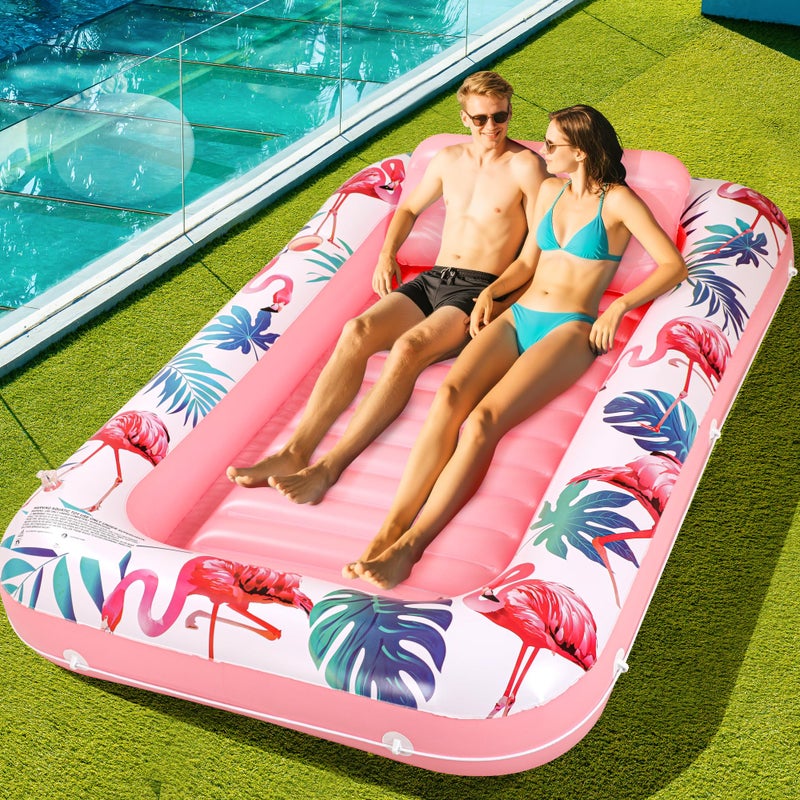 PANADAJOY Premium Large Inflatable Tanning Pool Lounger Lake Flamingo Float Floaties for Adults Comfortable Design with Cup Holders and Headrest Perfect for Beach Parties Lake Lounging and Tanning - Image 2