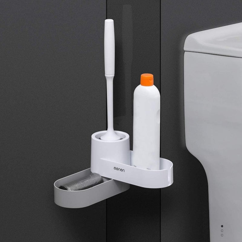 Onprix Wall Hanging Toilet Cleaning Brush Holder Long Handle Silicone Waterproof Quick Drying Soft Bristles Bathroom Accessories 360 deep Clean, Durable Handle Comfortable, Space-Saving-Multi - Image 5