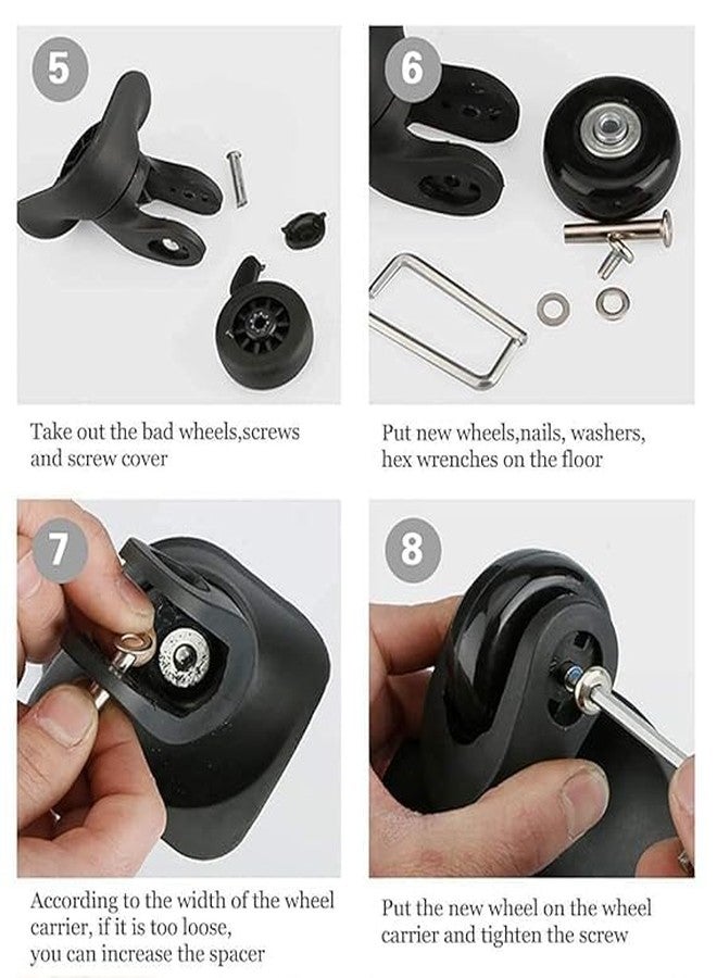 Diviso Replacement Luggage Wheels Set - 5 cm 360° Swivel Spinner Wheels with Screws for Suitcase & Trolley (Pack of 4) - Image 4