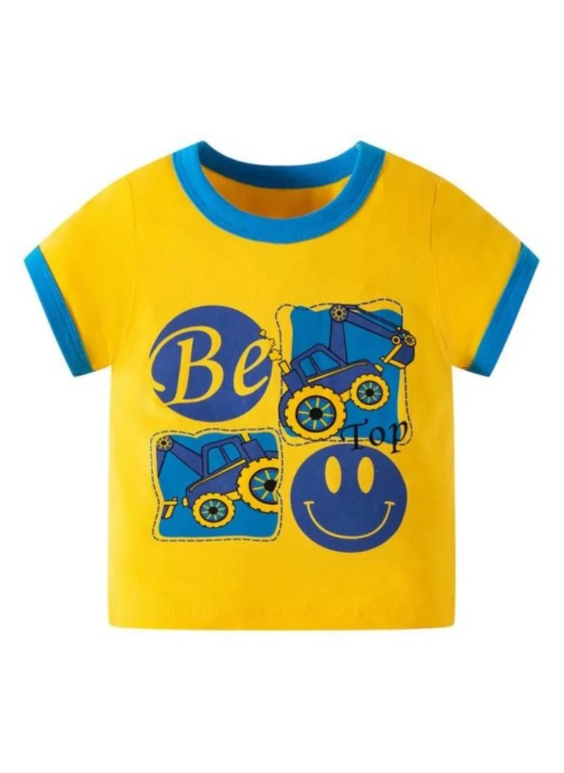 يونيكي Yellow Printed  Round Neck T-shirt