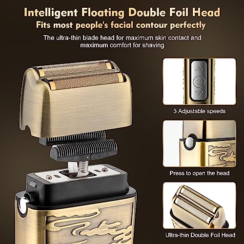 Dumite Professional Hair Clippers for Men,Hair Clippers+T-Blade Trimmer+Electric Shaver+Nose Hair Trimmer Set,4 in 1 Cordless Barber Hair Cutting Kit LCD Display Gifts (Gold) - Image 3