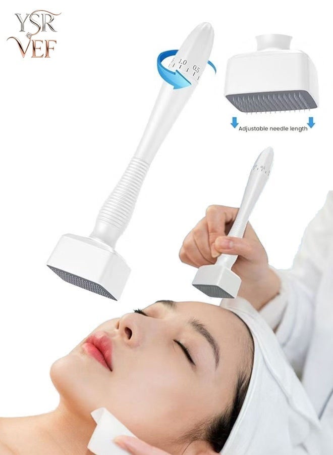 YSR VEF Adjustable Needle Length 0-3.0mm Derma Stamp Featuring 140 Needles — Advanced Titanium Microneedling Skin Care Tool for Facial Grooming and Beard Growth Support. - Image 1