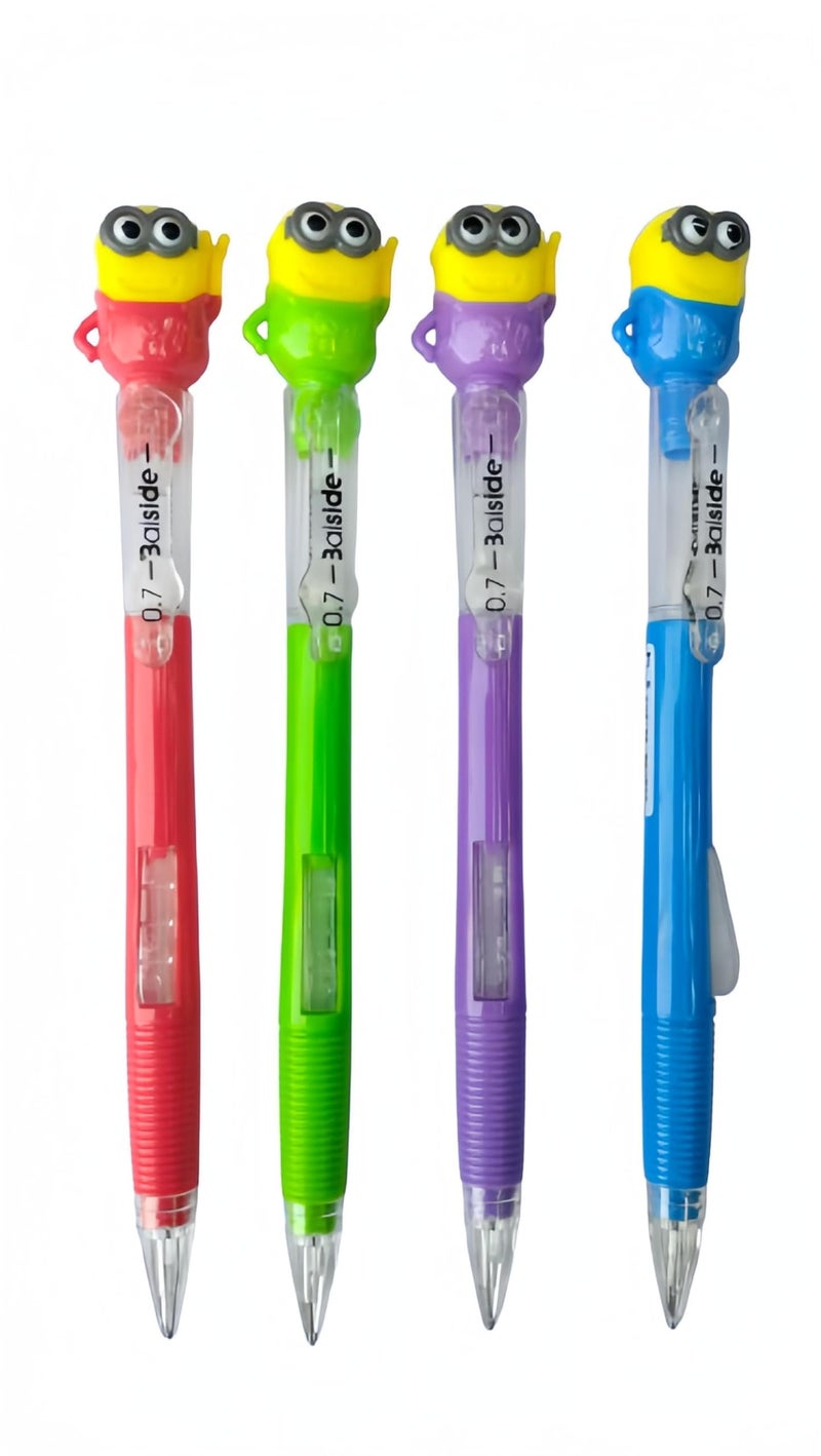 Generic Mechanical Fancy Pencil 0.7mm Lead With Cartoon Design, Side Click, For Kids, Boys & Girls, Student Writing Pencils, Best Birthday Return Gifts, Pack Of 4 Pcs  - Image 1