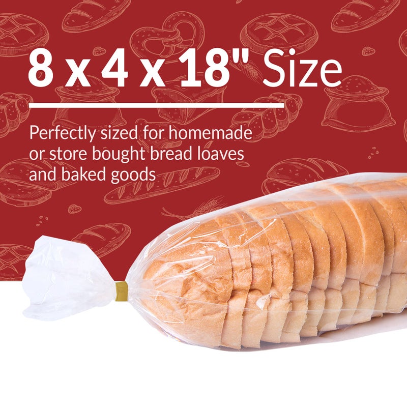 Reli. Bread Bags with Ties | 8 x 4 x 18" | 250 Pack (250 Twist Ties) | Bulk Bags for Homemade Bread, Bakery, Loaf Packing | Clear, Large - Image 2
