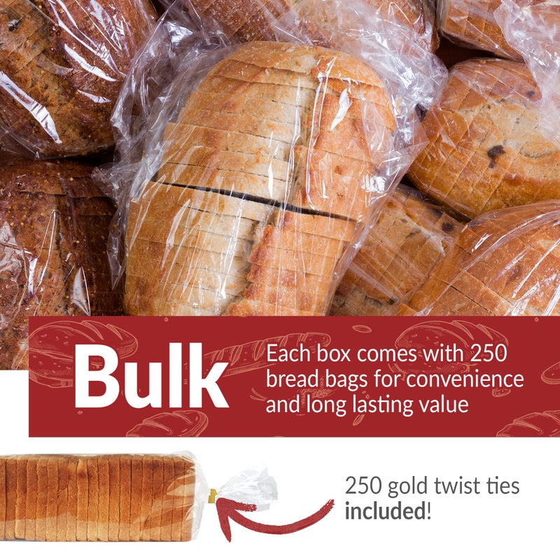 Reli. Bread Bags with Ties | 8 x 4 x 18" | 250 Pack (250 Twist Ties) | Bulk Bags for Homemade Bread, Bakery, Loaf Packing | Clear, Large - Image 3