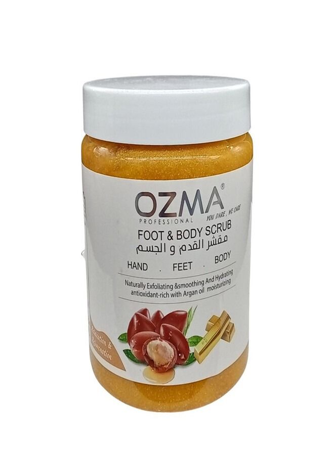 Ozma Professional أوزما كلافو مقشر الجسم المرطب الفعال  بخلاصة الأرغان والذهب للقدم والجسم ، مع فيتامين مدعم B5 يقضي على خلايا الجلد الميتة. 1100 غرام - Image 1
