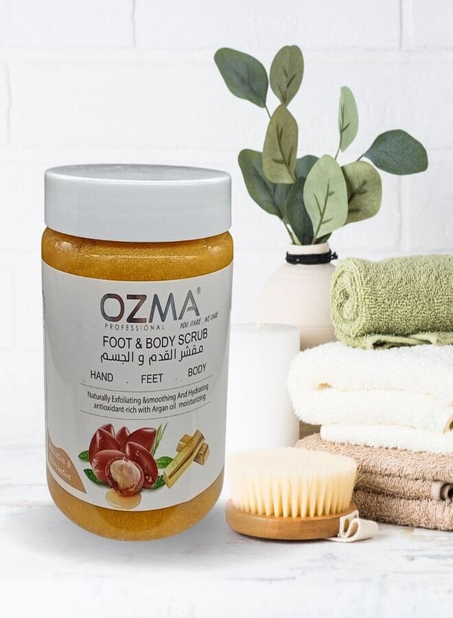 Ozma Professional أوزما كلافو مقشر الجسم المرطب الفعال  بخلاصة الأرغان والذهب للقدم والجسم ، مع فيتامين مدعم B5 يقضي على خلايا الجلد الميتة. 1100 غرام - Image 4