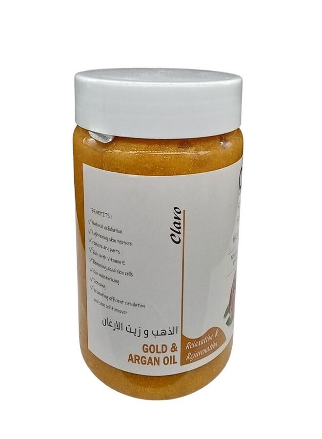Ozma Professional أوزما كلافو مقشر الجسم المرطب الفعال  بخلاصة الأرغان والذهب للقدم والجسم ، مع فيتامين مدعم B5 يقضي على خلايا الجلد الميتة. 1100 غرام - Image 2