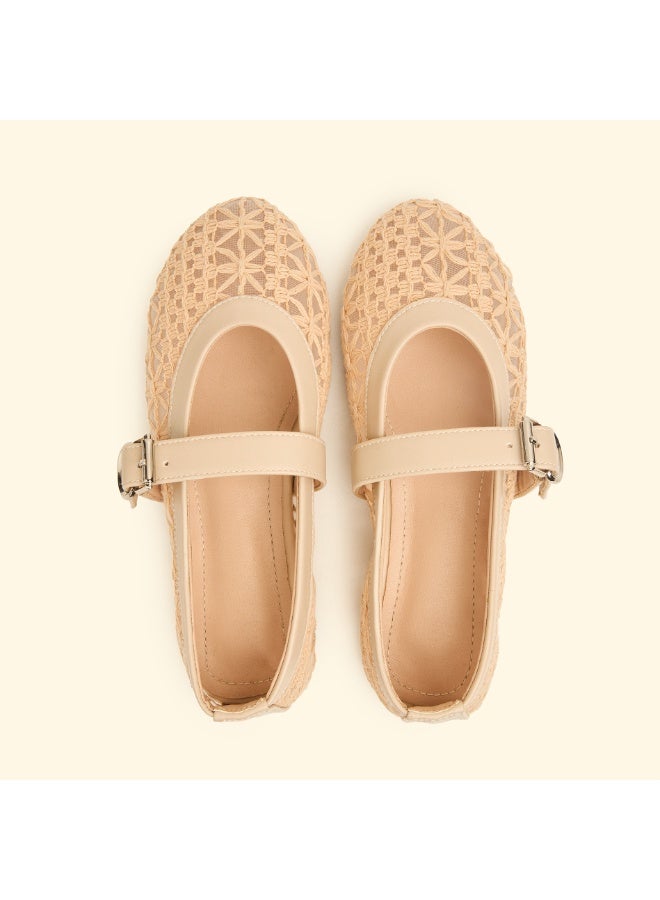 BOU lace-crochet-mary-jane-beige - Image 1