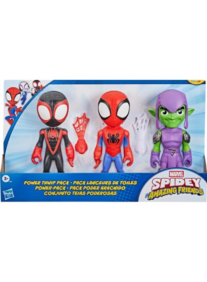 Hasbro Games Marvel Spidey and His Amazing Friends Power Thwip Pack Supersized Action Figure 3-Pack, 9 Inch Figures Set - Image 3