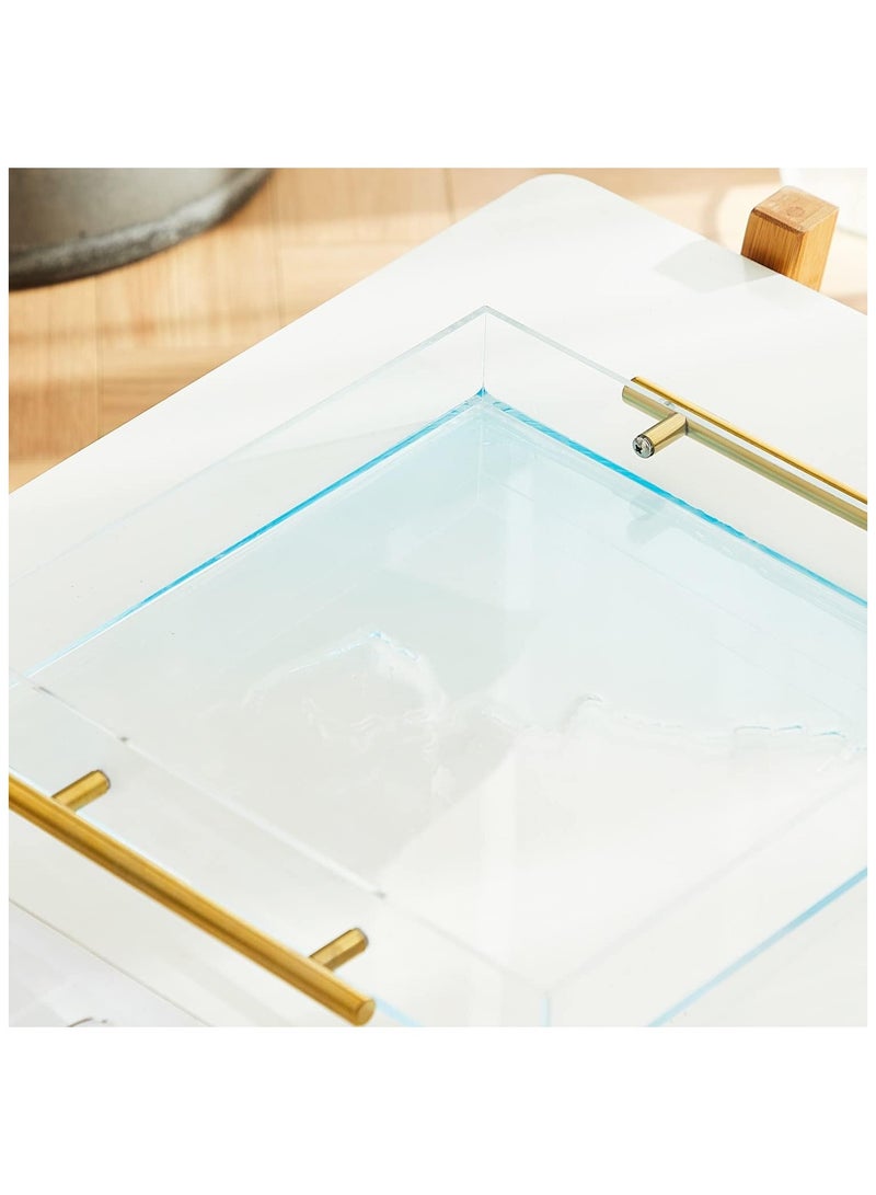 TPGP Clear Acrylic Lucite Serving Tray with Metal Handles,No Need to Assemble,12x12 Inch,Decorative Storage Organizer with Spill-Proof Design,Serving for Coffee,Breakfast,Dinner and More - Image 2