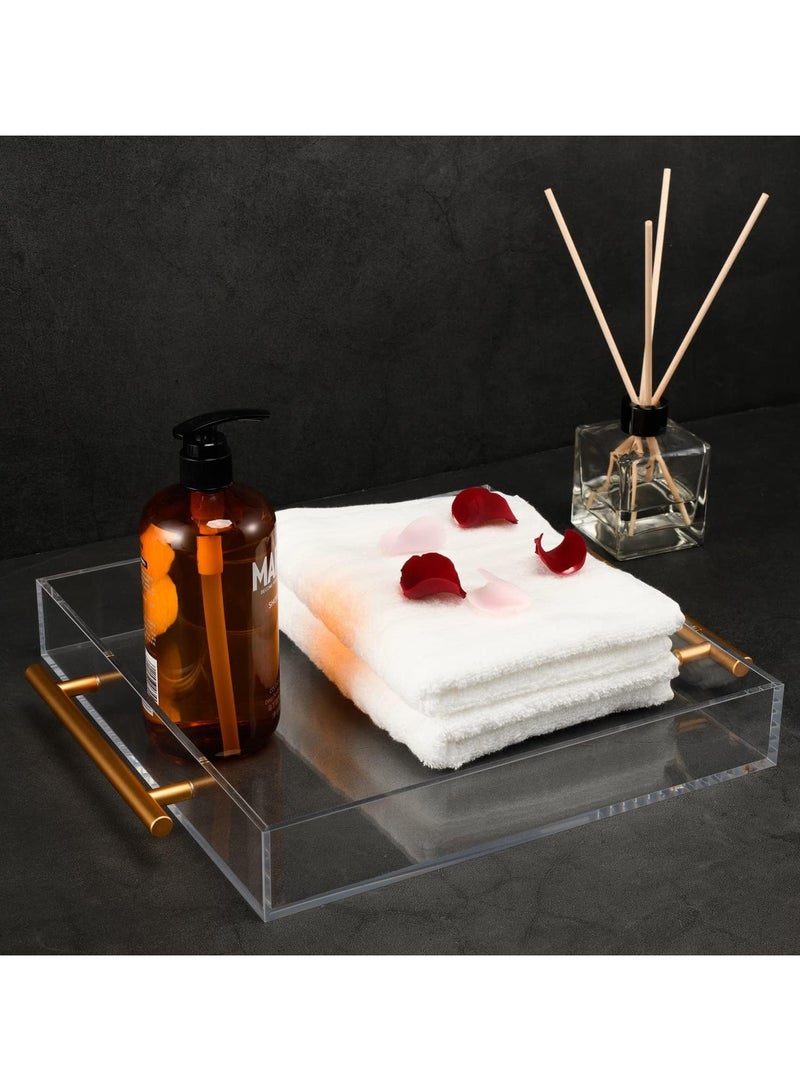 TPGP Clear Acrylic Lucite Serving Tray with Metal Handles,No Need to Assemble,12x12 Inch,Decorative Storage Organizer with Spill-Proof Design,Serving for Coffee,Breakfast,Dinner and More - Image 4