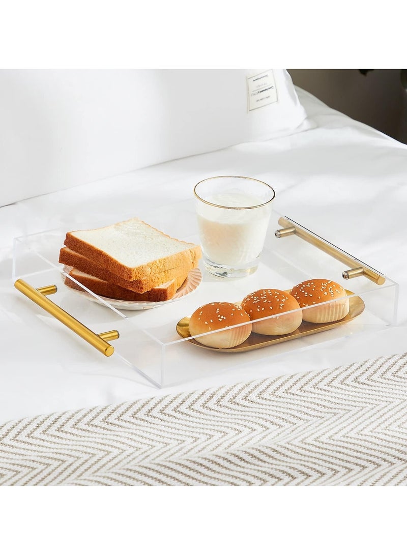 TPGP Clear Acrylic Lucite Serving Tray with Metal Handles,No Need to Assemble,12x12 Inch,Decorative Storage Organizer with Spill-Proof Design,Serving for Coffee,Breakfast,Dinner and More - Image 5