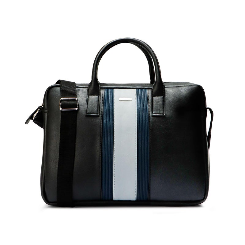 CROSS Men's Navy Blue & Black Vegan Leather 15" Laptop Messenger Bag |1 Main Compartment|2 Slipping Pocket - Image 3