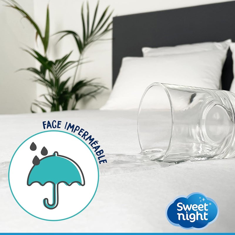 SWEET NIGHT ليلة حلوة - واقي مرتبة - واقي مرتبة 90 × 200 سم - مقاوم للماء، قابل للتنفس وهادئ - شكل ملاءة مثبتة 27 سم - قابل للغسل في الغسالة عند 90 درجة مئوية - معتمد من Oeko-Tex - Image 2