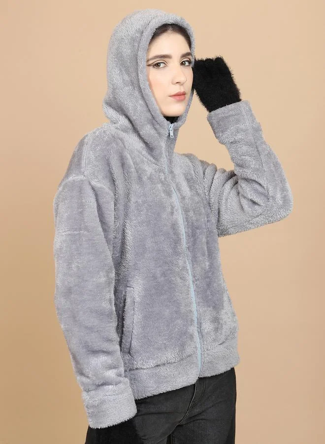 Tokyo Talkies Regular Fit Textured High Neck Sweatshirt by Styli