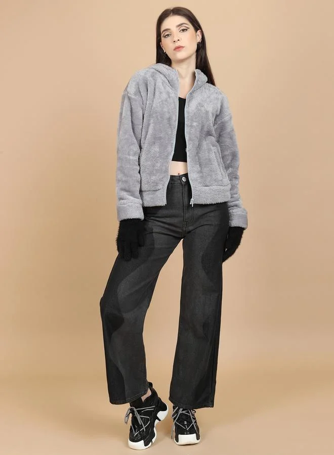 Tokyo Talkies Regular Fit Textured High Neck Sweatshirt by Styli