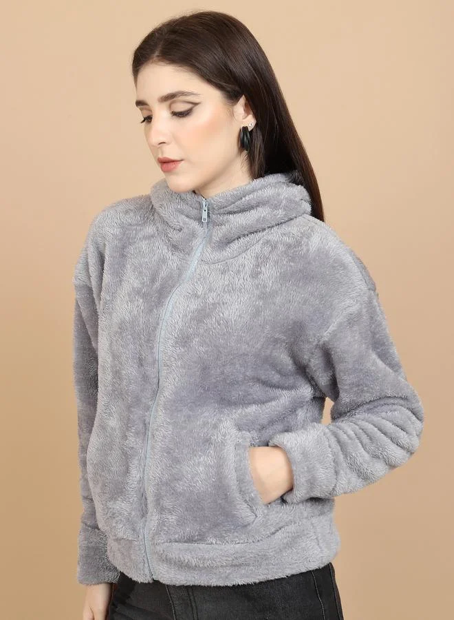 Tokyo Talkies Regular Fit Textured High Neck Sweatshirt by Styli