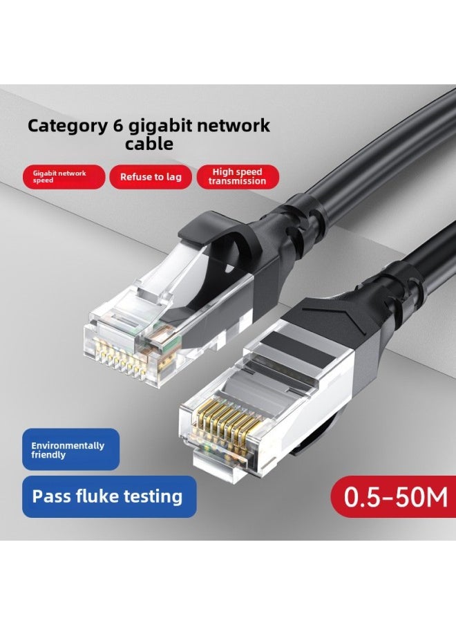 Generic Six Kinds Of Gigabit Network Cable CAT6 Computer Unshielded Finished Network Cable Broadband Twisted Pair Network Jumper-Color:Category 6 Network Cable Black (passed Fluk Test)-Line Length:0.5M  - Image 1