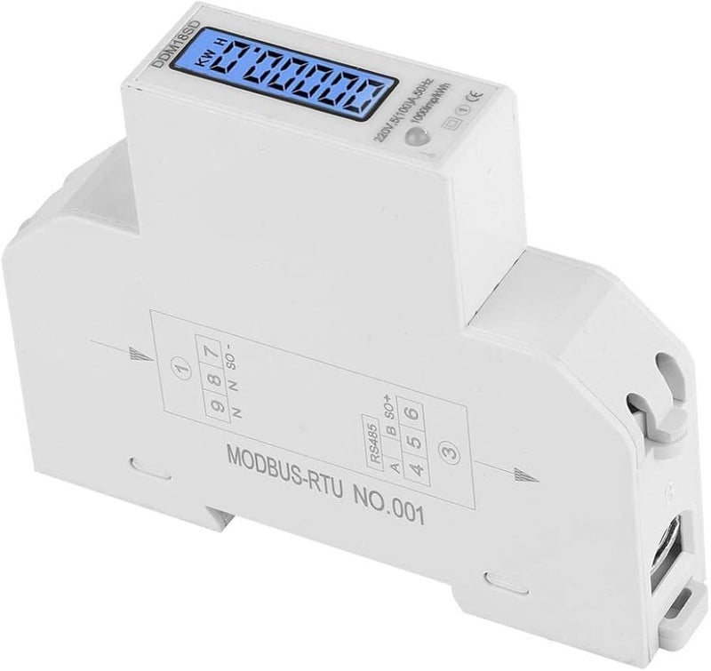 Single Phase Energy Meter 5 100A 220V RS485 MODBUS LCD Backlit Din Rail Watt - Image 1
