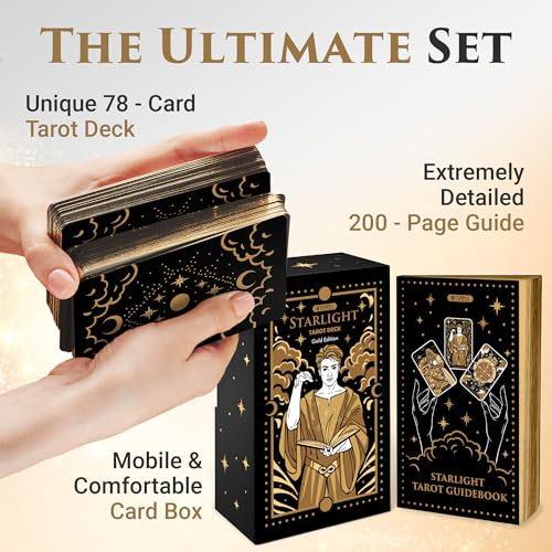 Wyspell Tarot Cards with Guide Book Starlight Unique Tarot Deck for Beginners Traditional Symbolism Beautiful Modern Tarot Decks Gold - Image 5