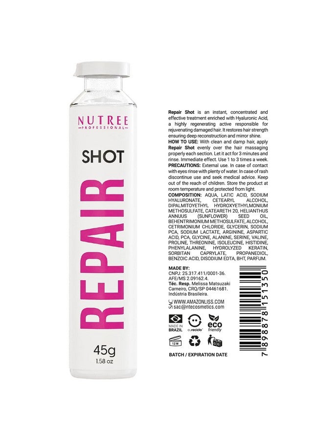Nutree Professional Keratin Hair Treatment Repair Shot Effective Ultra 1.58 Oz Concentrated Instant Action (Keratin And Hyaluronic Acid 1.58 Oz) - Image 2