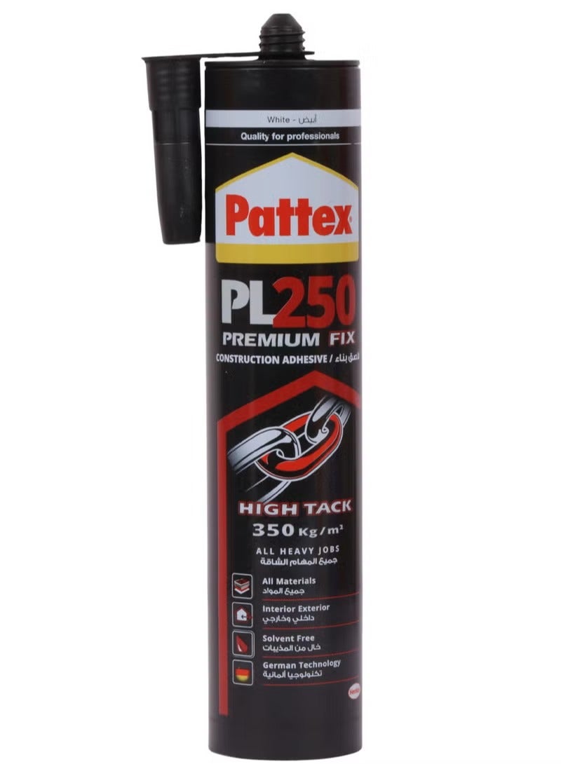 Pattex PL250 Premium Fix White Super Strong Construction Adhesive 350 kg/m² for superior bonding of heavy duty and all types of materials indoors and outdoors with superior German technology and solvent free (3 pieces) - Image 2