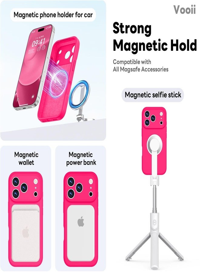 Vooii Magnetic Compatible with iPhone 17 Pro Max Case (Compatible with Magsafe) (Upgraded Camera Protection) Liquid Silicone Shockproof Full Body Protective Phone Cover for Women Men, Hot Pink, 6.9” - Image 3
