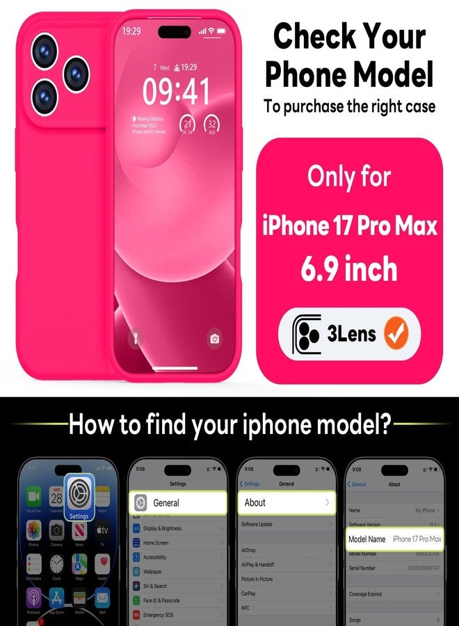 Vooii Magnetic Compatible with iPhone 17 Pro Max Case (Compatible with Magsafe) (Upgraded Camera Protection) Liquid Silicone Shockproof Full Body Protective Phone Cover for Women Men, Hot Pink, 6.9” - Image 2
