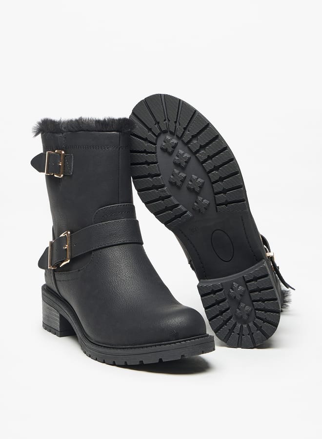 Lee Cooper Women's Solid High Shaft Boots with Faux Fur Detail - Image 4