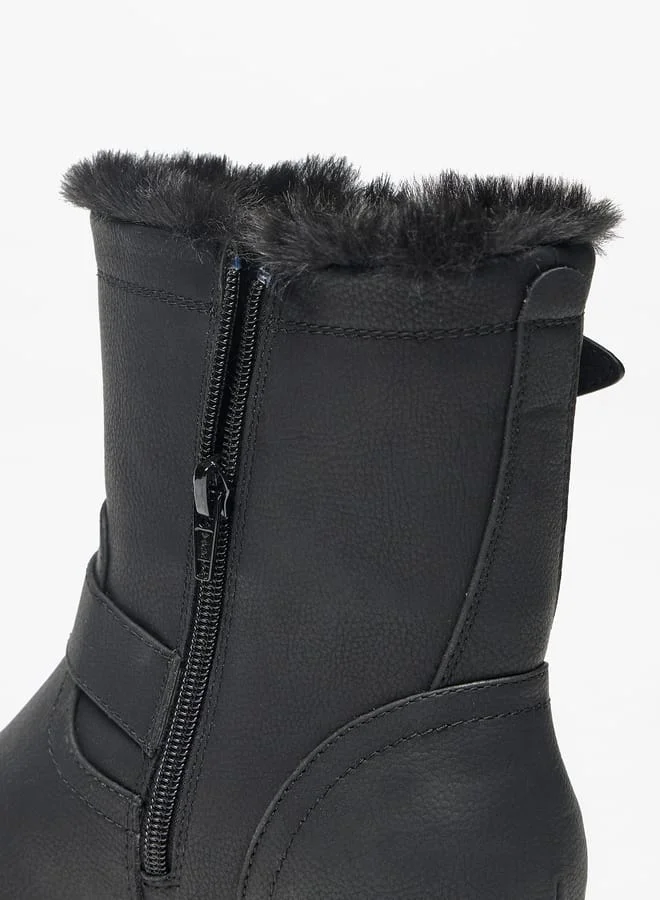 لي كوبر Women's Solid High Shaft Boots with Faux Fur Detail