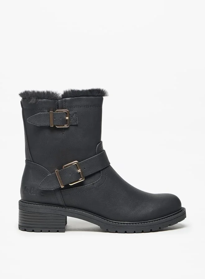 لي كوبر Women's Solid High Shaft Boots with Faux Fur Detail