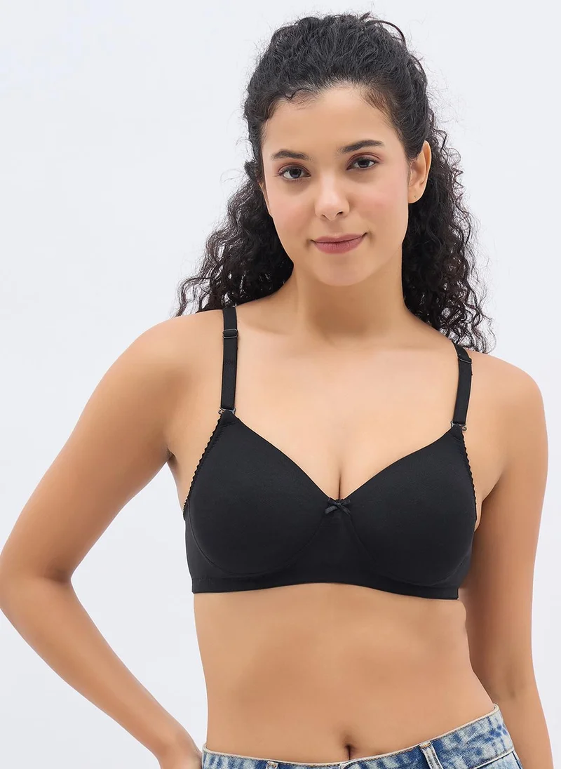 كلوفيا Clovia Padded Non-Wired Full Coverage Multiway T-Shirt Bra In Black