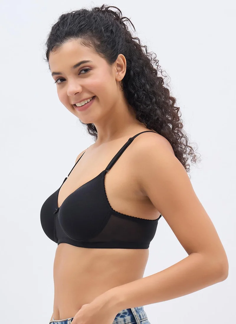 كلوفيا Clovia Padded Non-Wired Full Coverage Multiway T-Shirt Bra In Black