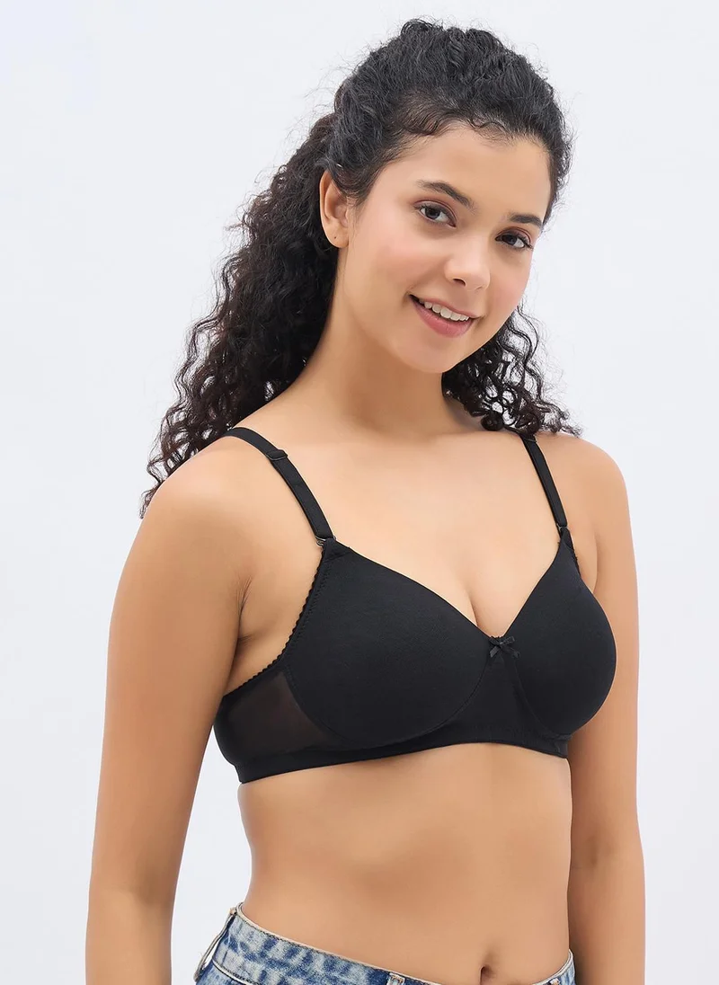 Clovia Clovia Padded Non-Wired Full Coverage Multiway T-Shirt Bra In Black