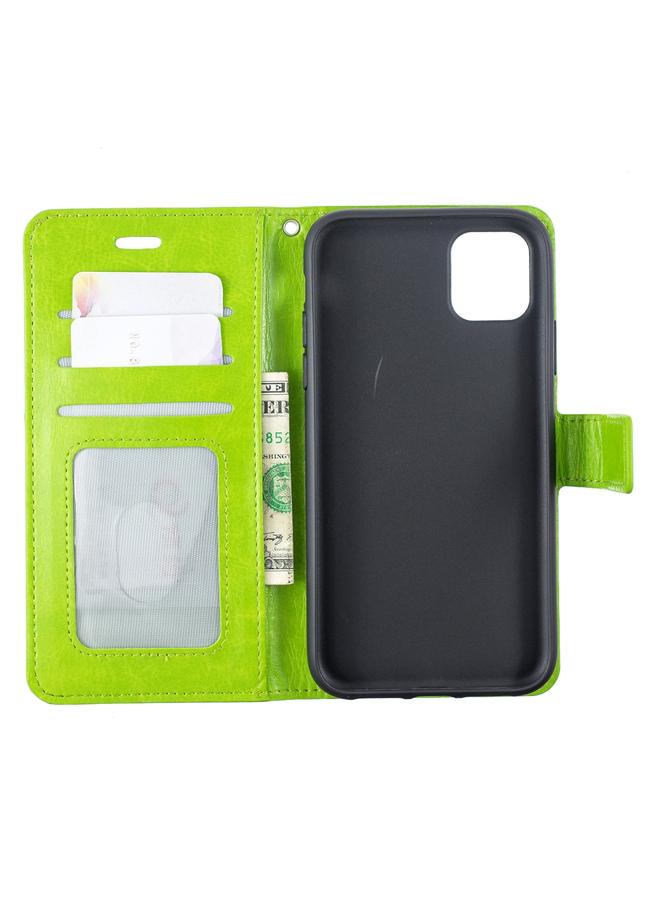 زبون جراب لهاتف iPhone 11 Pro Max من الجلد بتصميم Crazy Horse Texture مع حامل وفتحات للبطاقات ومحفظة وإطار للصور - Image 3