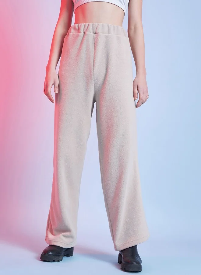 STREET 9 BASICS Beige Knitted Trousers for Women