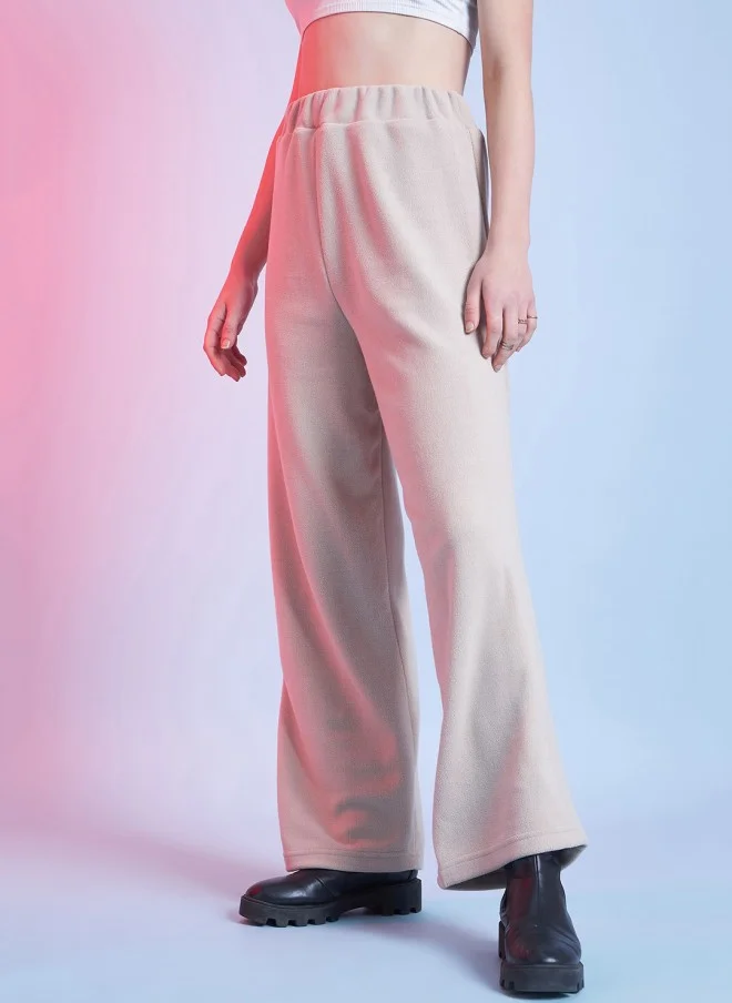 STREET 9 BASICS Beige Knitted Trousers for Women