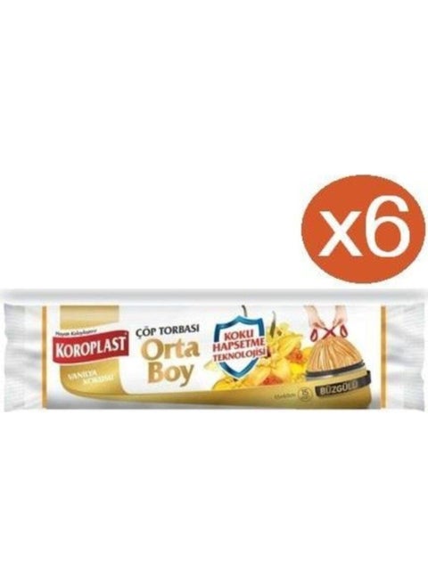 Odor Trap Vanilla Drawstring Medium Garbage Bag 55 x 60 cm 15 x 6
