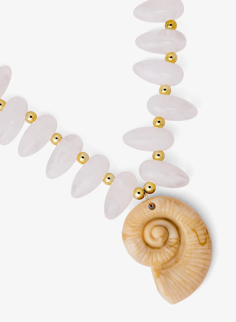 Ginger Seashell Statement Beach Necklace