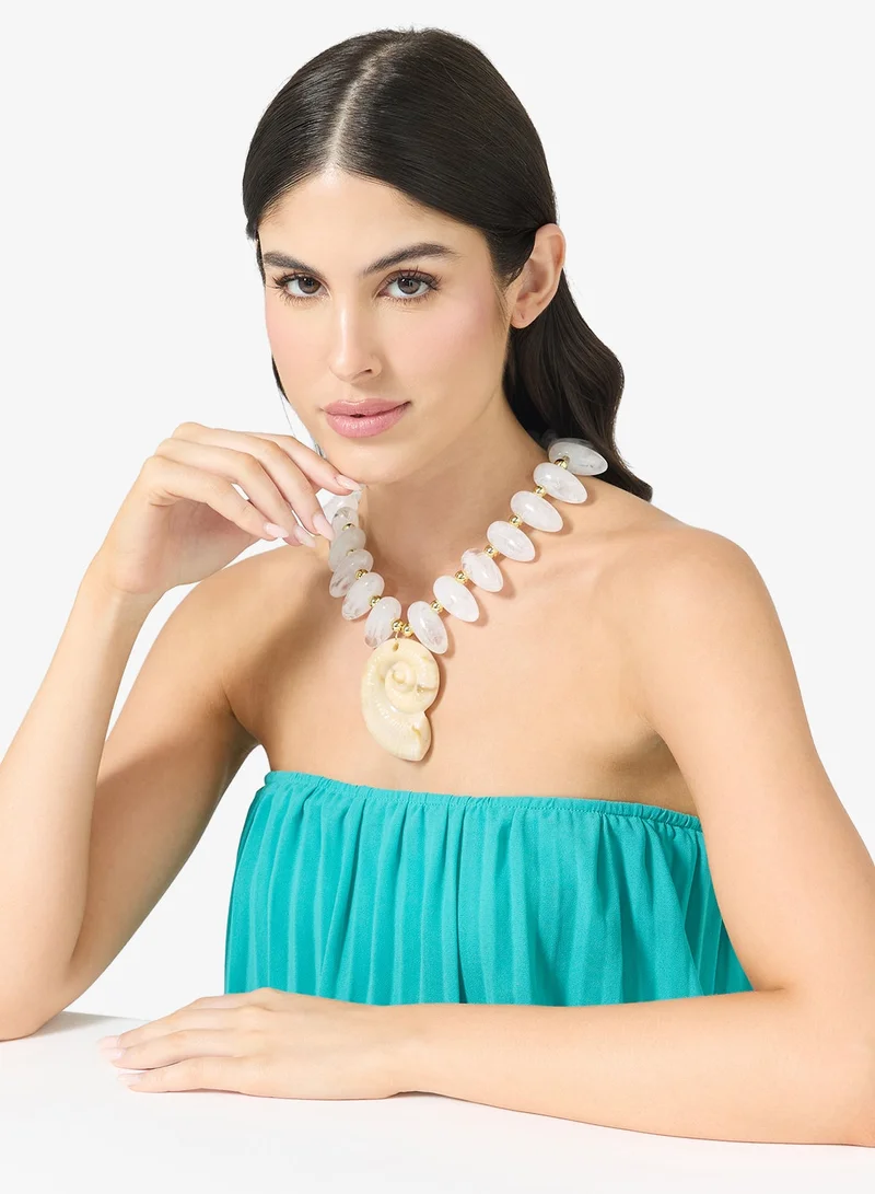 Ginger Seashell Statement Beach Necklace